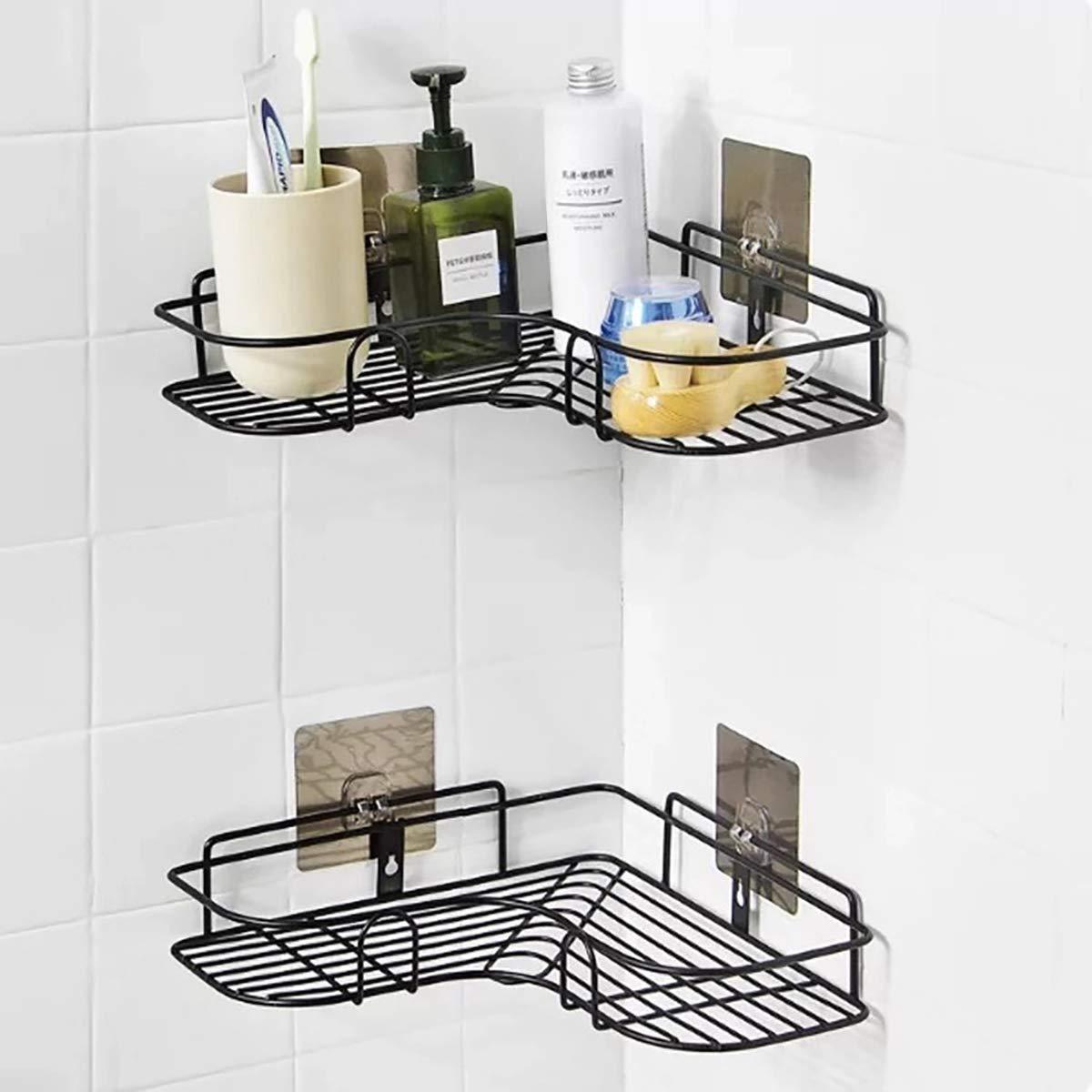 Kitchen Organiser Corner Shelf - Wall Mount Stainless Steel Storage Rack ( Pack of 2 )