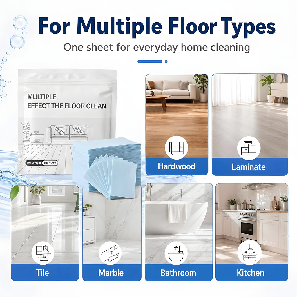 Floor cleaning sheets for hardwood, laminate, tile, marble, bathroom and kitchen floors