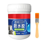 Transparent waterproof adhesive glue jar with orange-bristle applicator brush