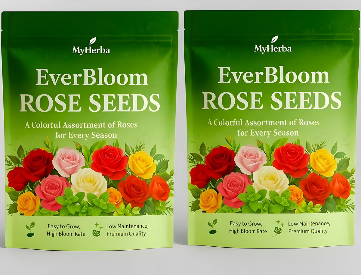 Two MyHerba EverBloom Rose Seeds pouches, front view