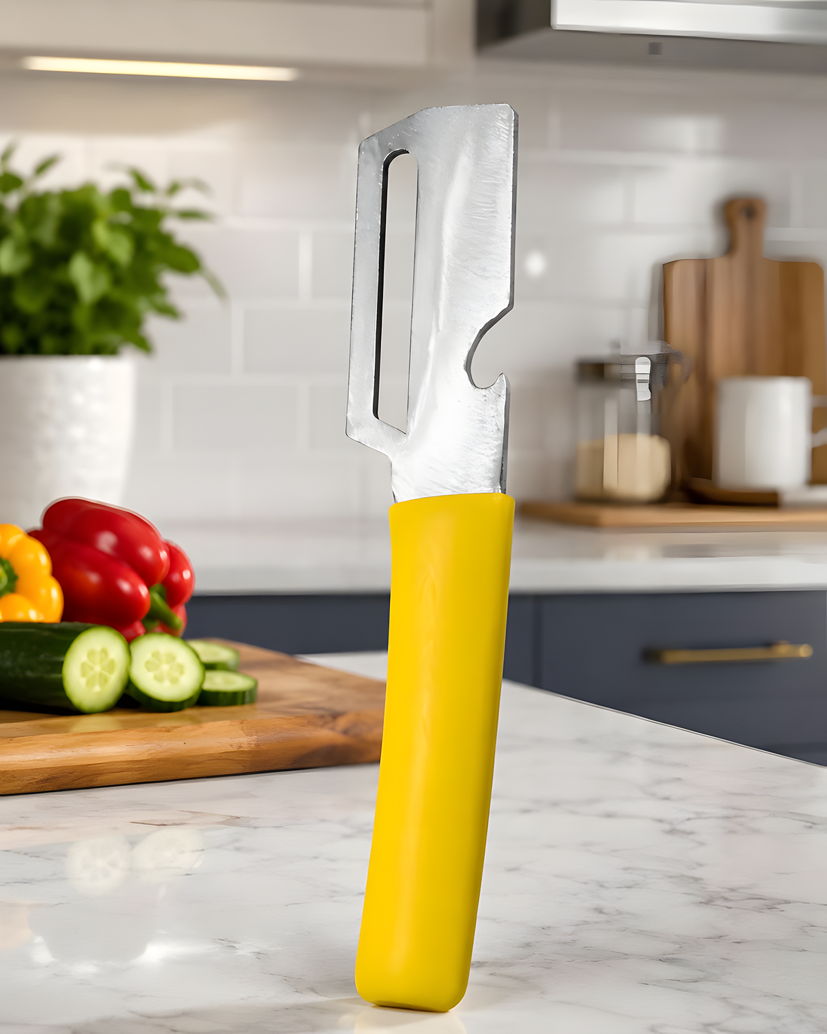 Vegetable peeler on a kitchen counter