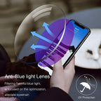 Graphic of a lens filtering light from a smartphone screen